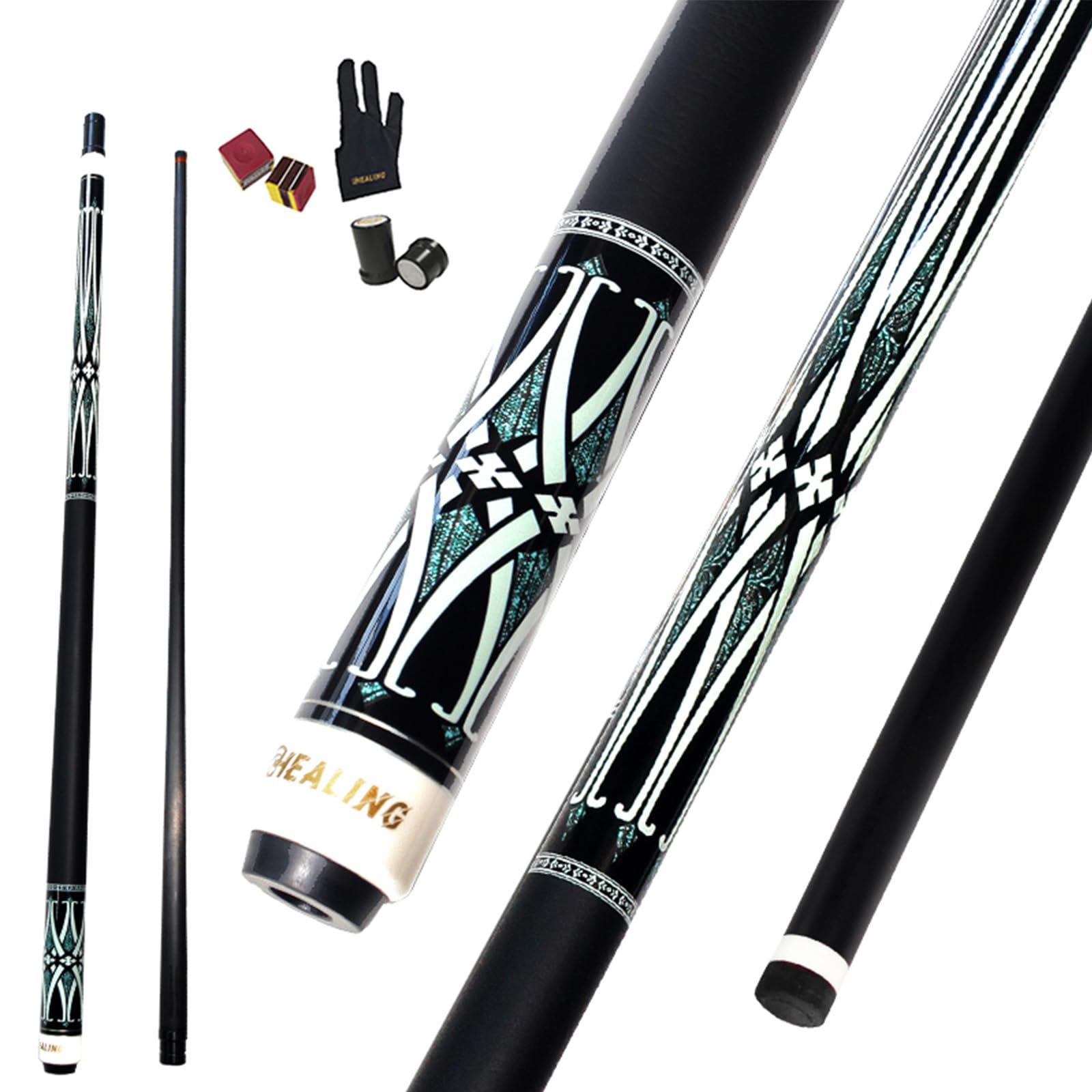 KHEALING Carbon Fiber Billiards, Handmade 58 inches, 19-20oz, 1/2 Joint, 11.8mm Head Billiards Cue, Snooker Cue Suitable for Eight, Nine Balls, French Billiards, Snooker