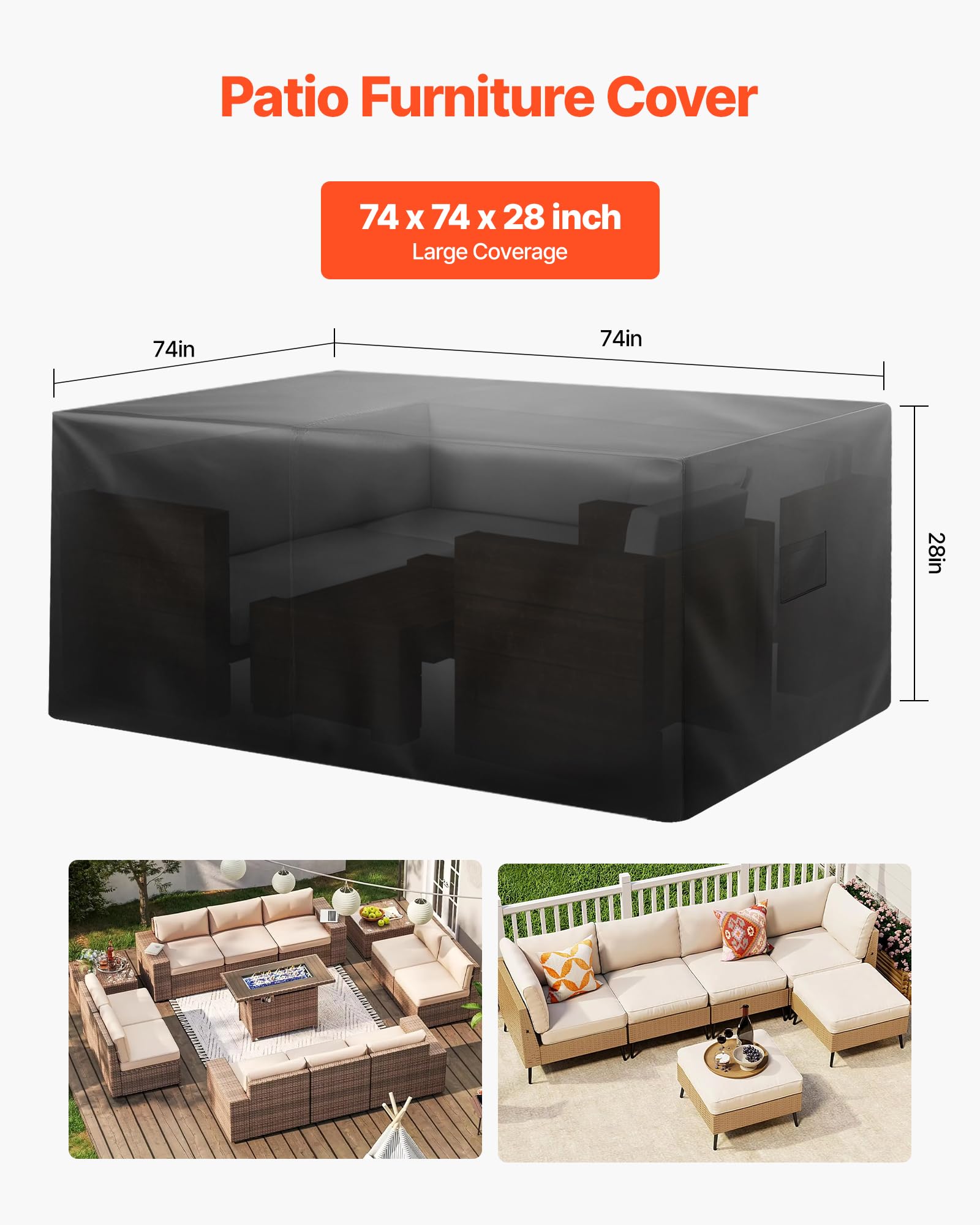 VEVOR Patio Furniture Cover, 420D Heavy Duty Waterproof Outdoor Dining Table and Chairs Cover - Image 2