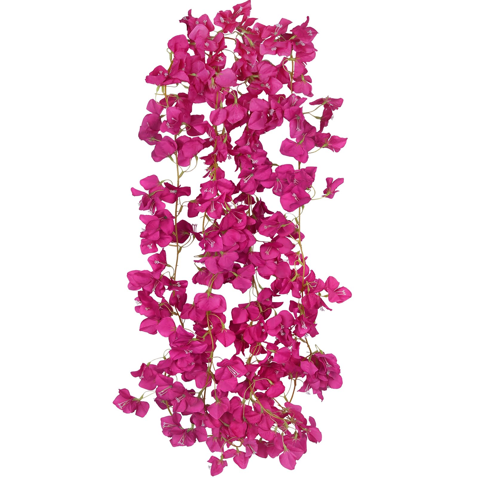 Photo 1 of GhuaH 2 Pcs Artificial Bougainvillea Flowers Garland Fake Silk Bougainvilleas Vines Trailing Fuchsia Faux Hanging Flowers Plants Bougainvillea Artificial for Porch Wedding Arch Spring Summer Decor