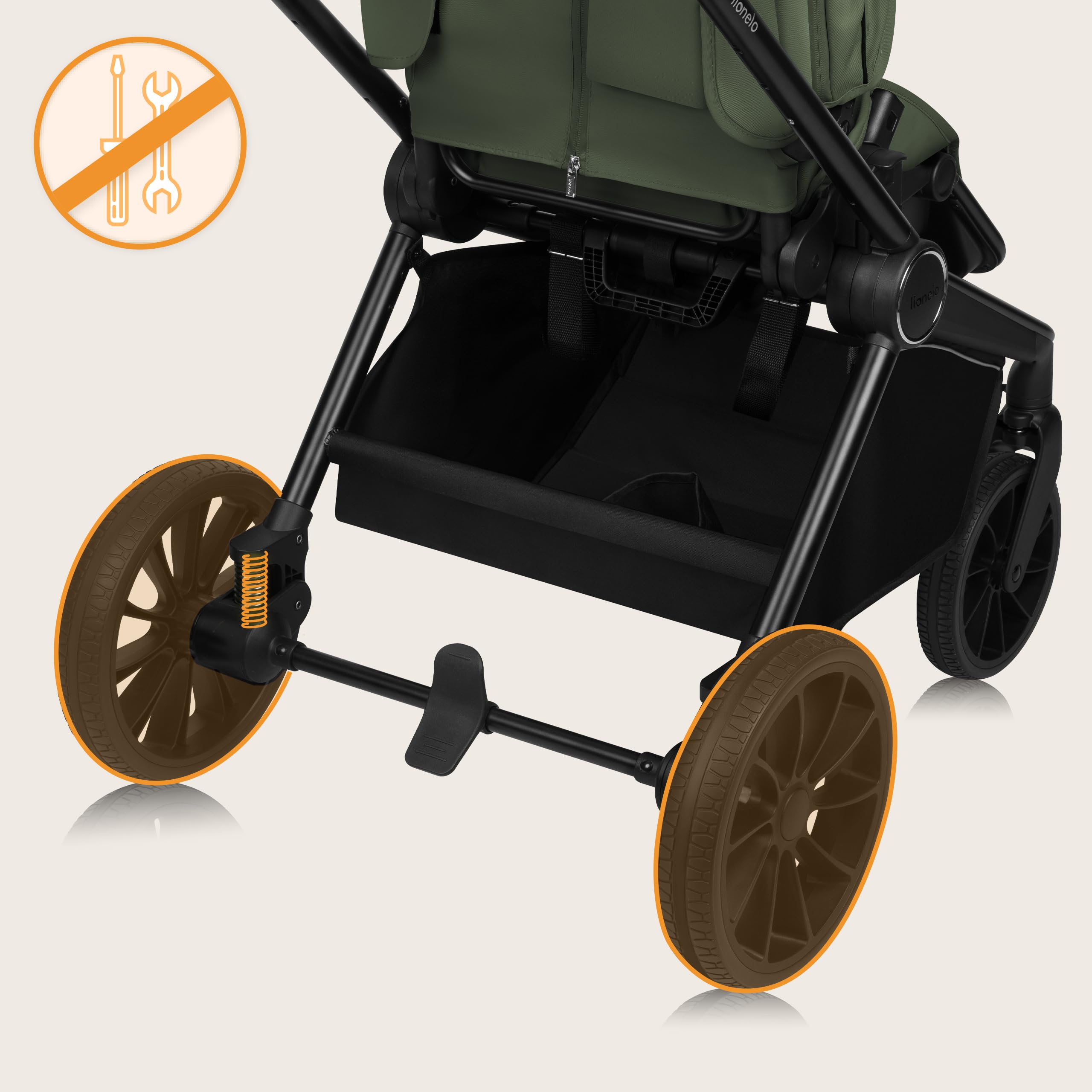LIONELO MIKA PLUS Poussette Poussette Enfant 6-48 Mois jusqu'à 22 kg, Dossier et Repose-Pieds Réglables, Amortissement, Roues Rotatives PU 360° Cabine Étanche XXL, UPF50+ | Dossier et repose-pieds réglables, suspension, roues en polyuréthane rotatives à 3