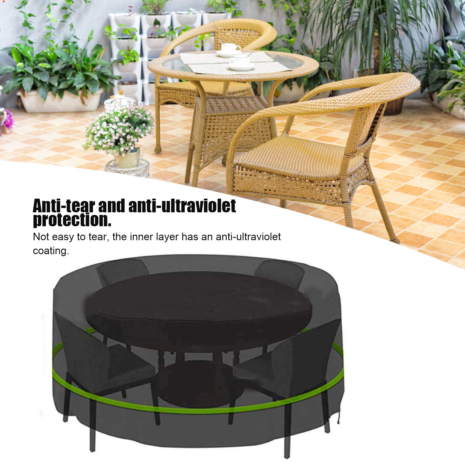 Housse De Table Jardin Kanoson 128x71cm - Étanche, Anti-UV, Oxford 210D, Noire
