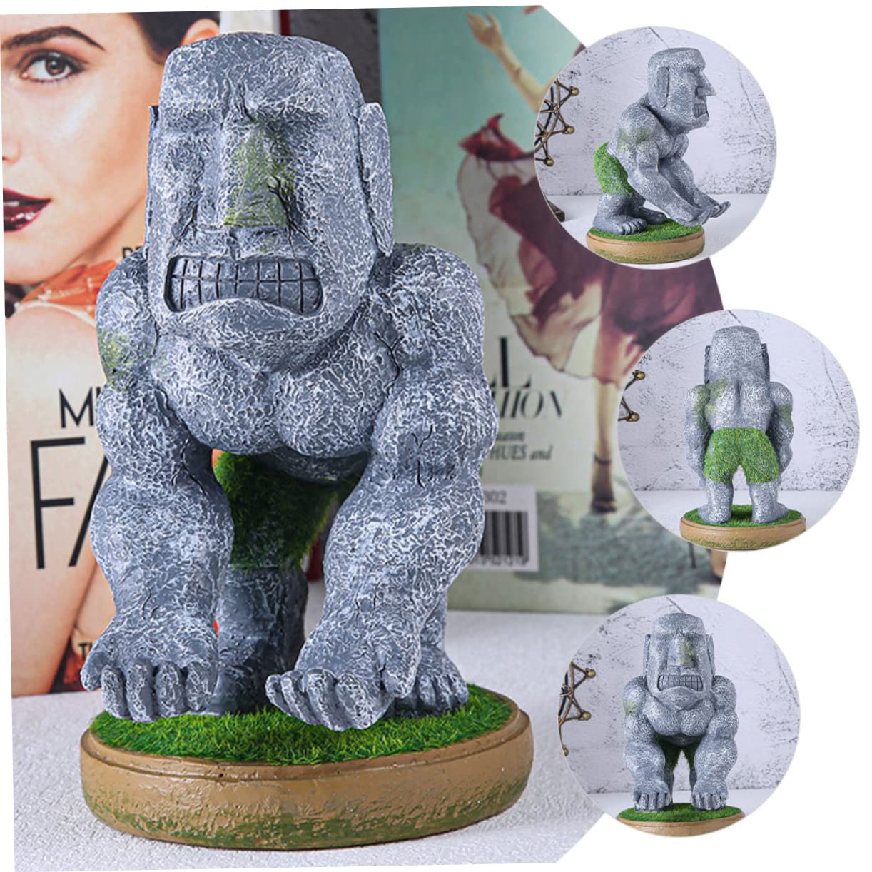 Tofficu Supporto Controller Gaming in Resina a Forma di Statua Moai, Multiuso e Durevole, per Desktop e Casa, Accessorio Postazione Gaming Originale