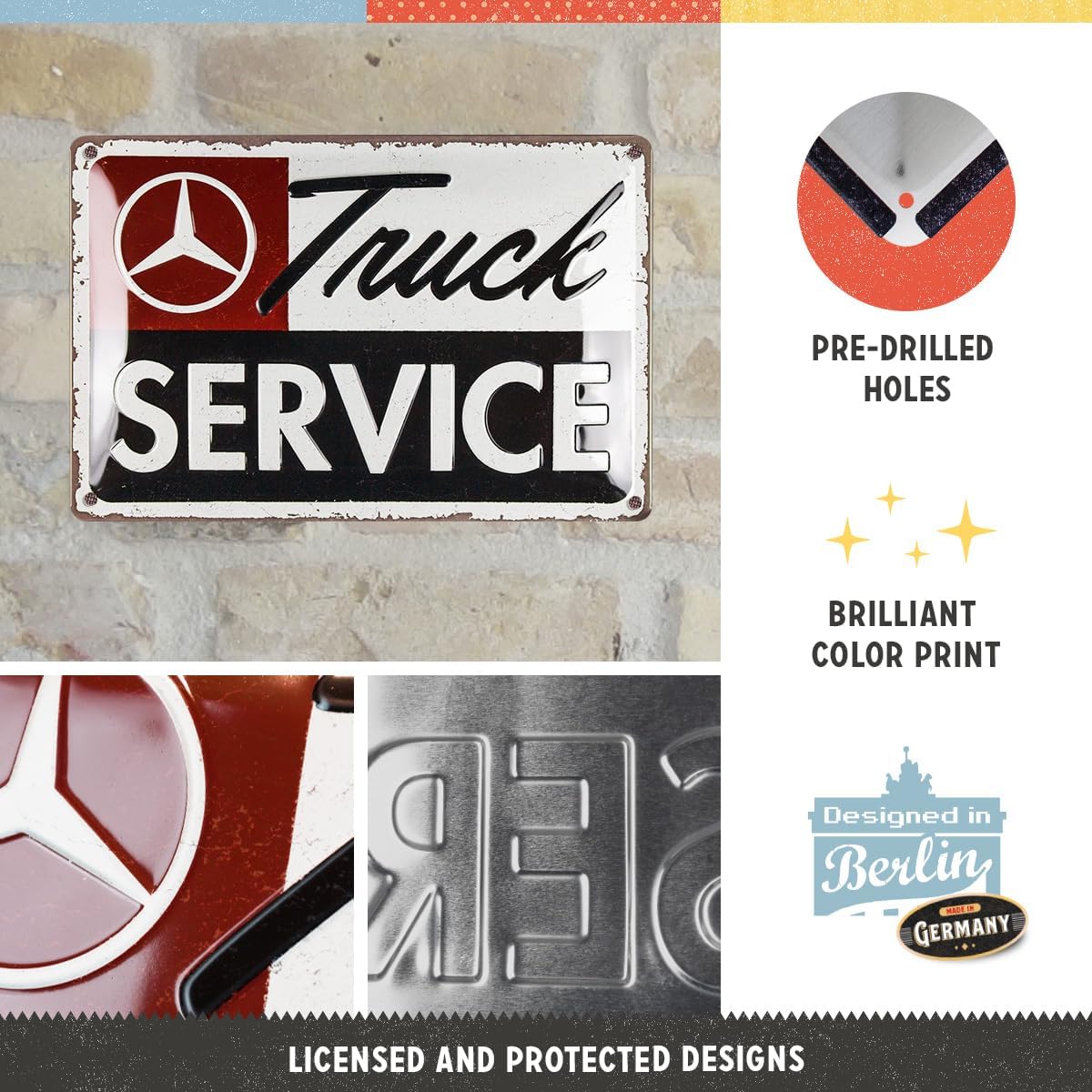 Nostalgic-Art Retro Metal Sign 20 x 30 cm Daimler Truck – Service – Gift Idea for Car Lovers – Vintage Design