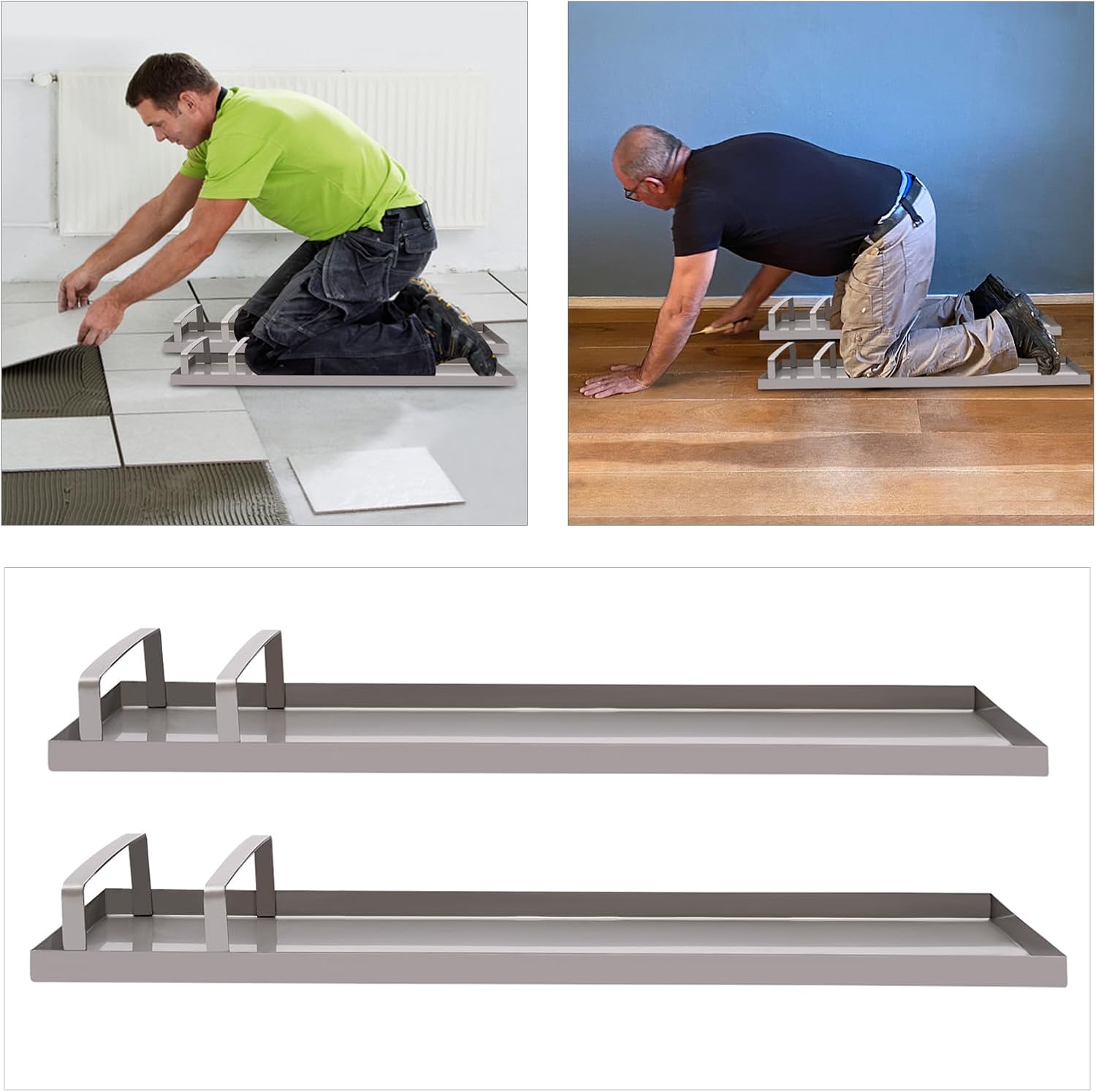 Stainless Steel Kneedboards 30x8 - Concrete Sliders Pair with Board Straps for Concrete Finishing - Knee Panel Kneeler Board Knee Pad