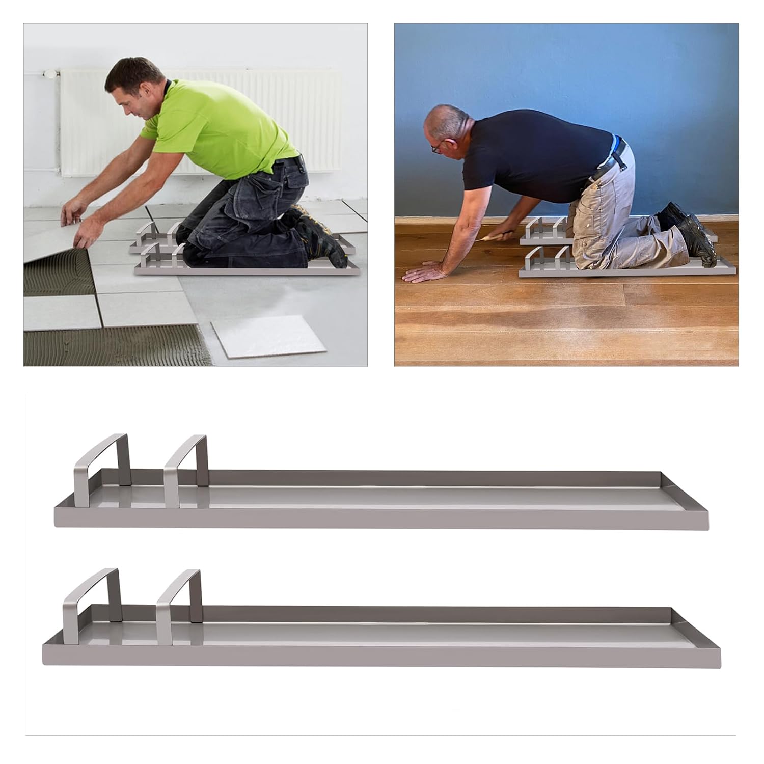 30"*8" Concrete Knee Boards Slider Knee Boards, Kneeler Board Stainless Steel Kneeboards, Concrete Board Slider Tools, Pair Moving Sliders w/Round Conner, for Cement & Concrete Finishing