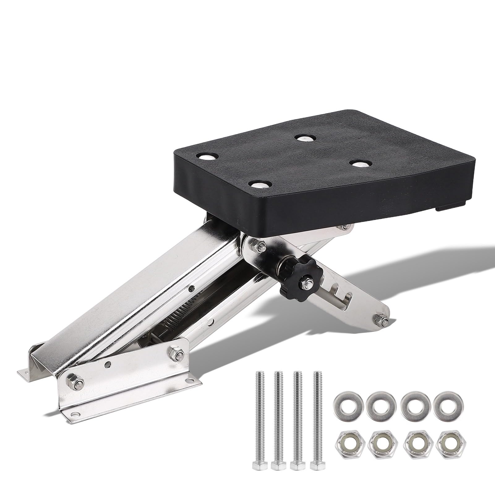 Stainless Steel Adjustable Transom Mounting Bracket for 2 Stroke Outboard Motors Smooth Lifting Action with Necessary Hardware Black Silver Boat Bracket