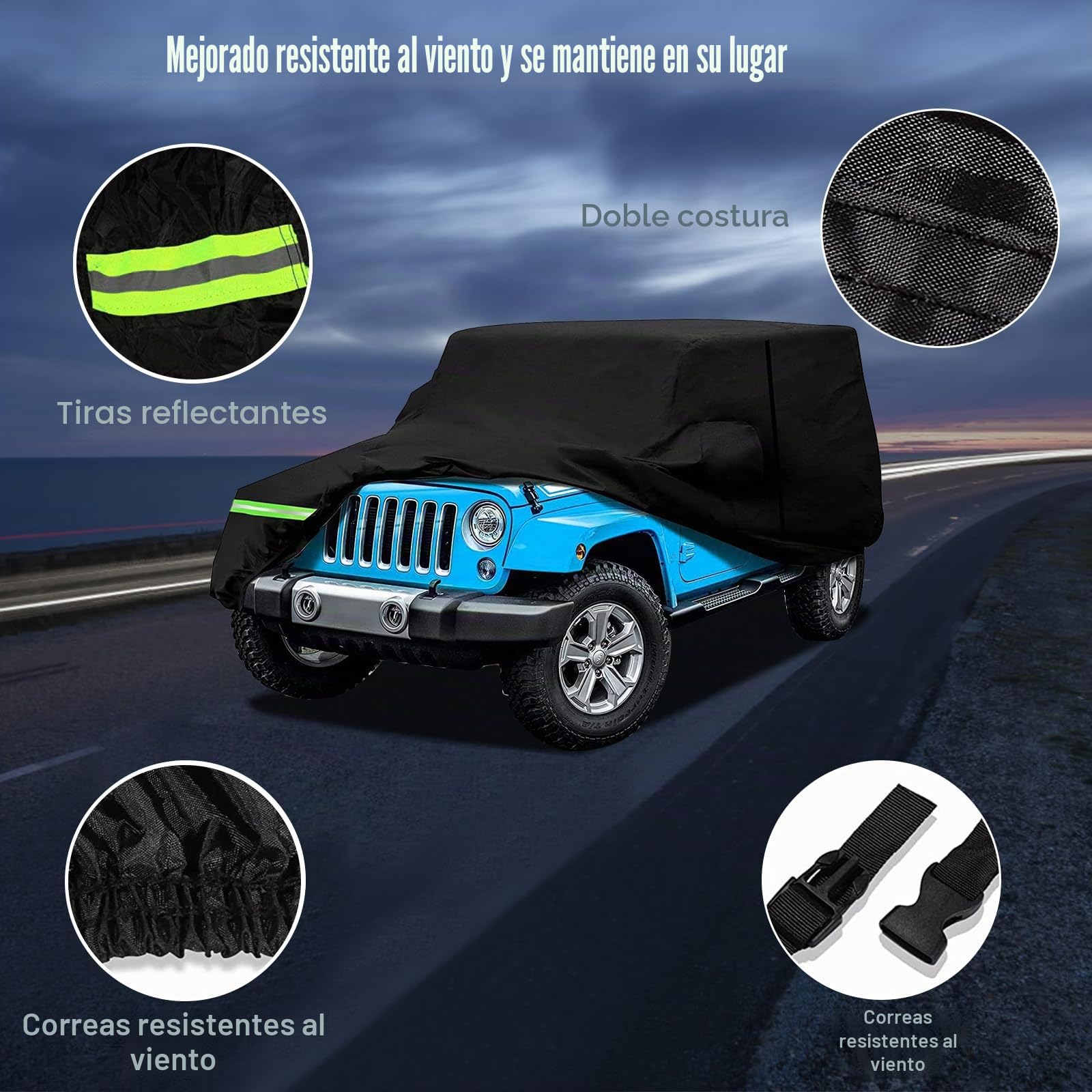 Funda Coche, Cubierta de Coche Impermeable Compatible con Jeep 2 Puertas