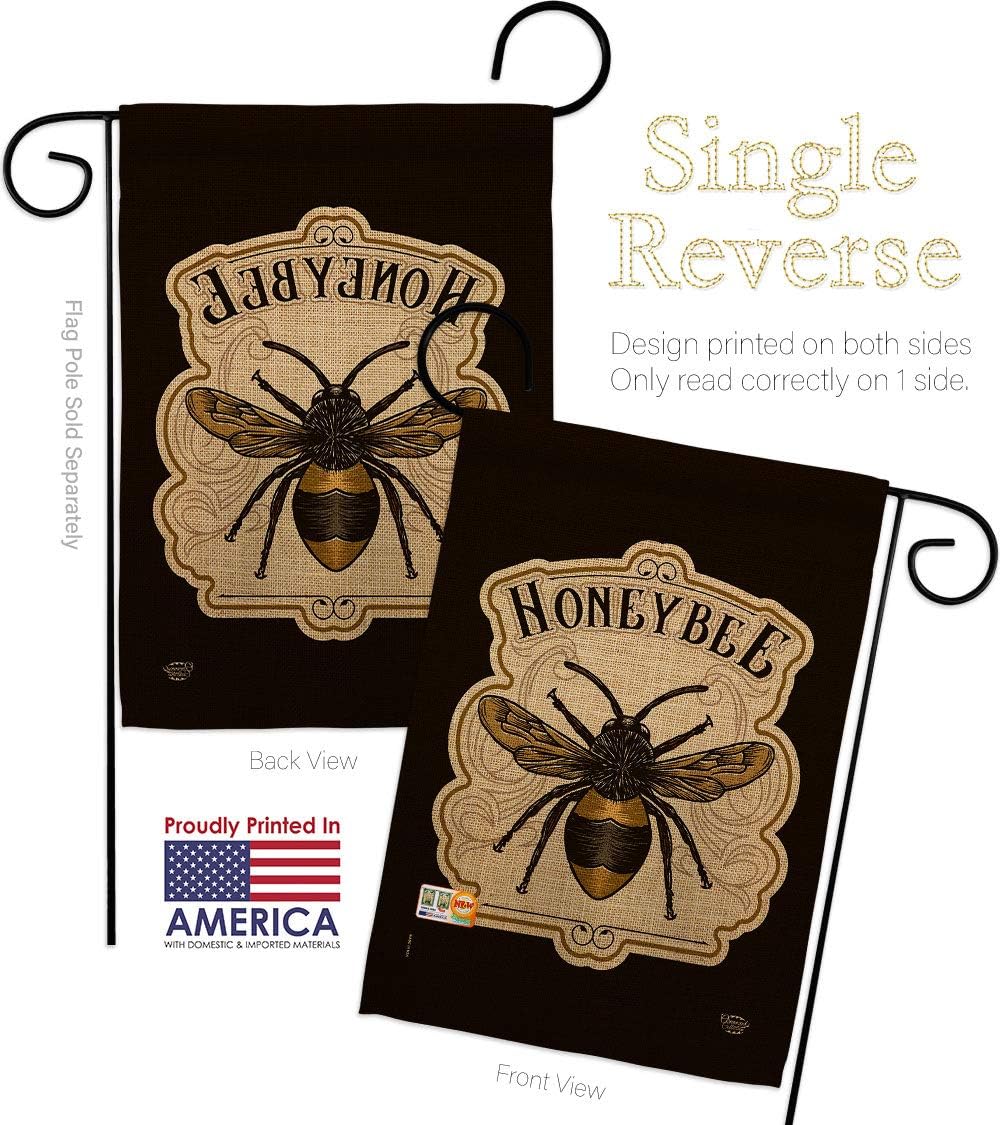Bee Garden Flag Set Wall Holder Friends Butterfly Ladybugs Dragonfly Springtime Insect Natural Wildlife Small Decorative Gift Yard House Banner Made In USA 13 X 18.5