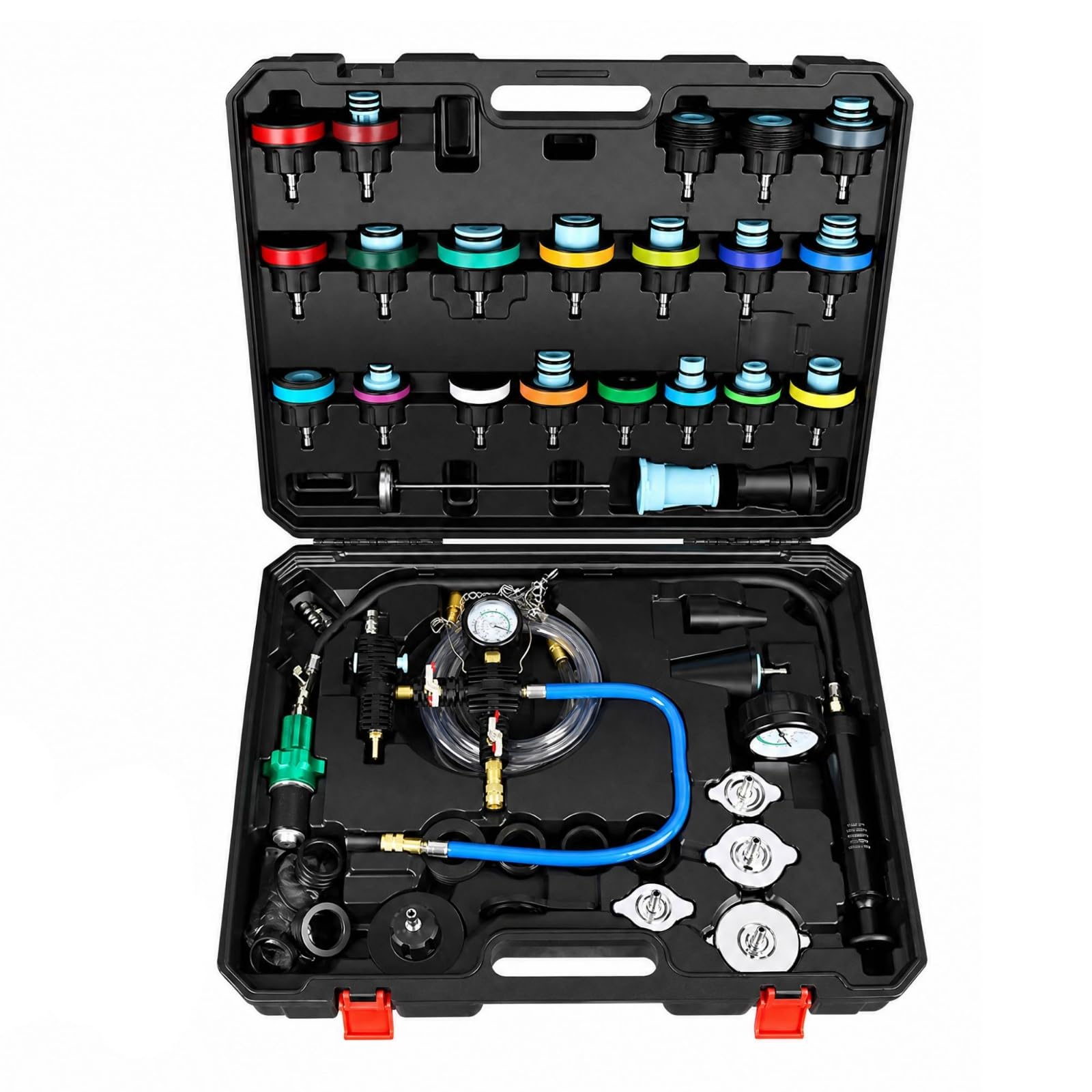 46 Piezas Kit Comprobador Presión Radiador Portátil Herramienta Prueba Presión Radiador Rápido para Mecánicos Automotrices