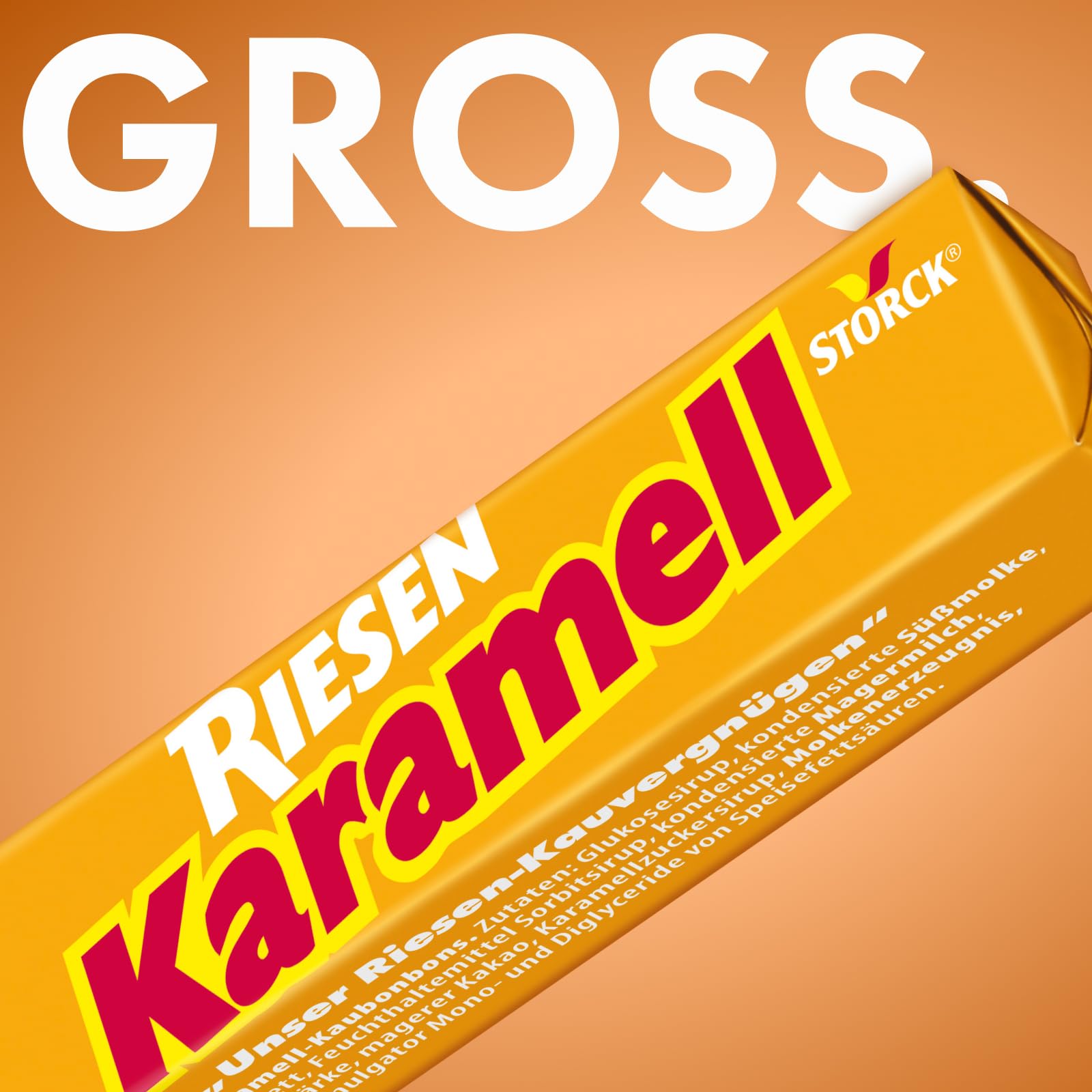 Karamell RIESEN – 80 x 29 g Stangen – Karamell-Kaubonbons mit intensivem Karamellgeschmack – Toffees einzeln verpackt