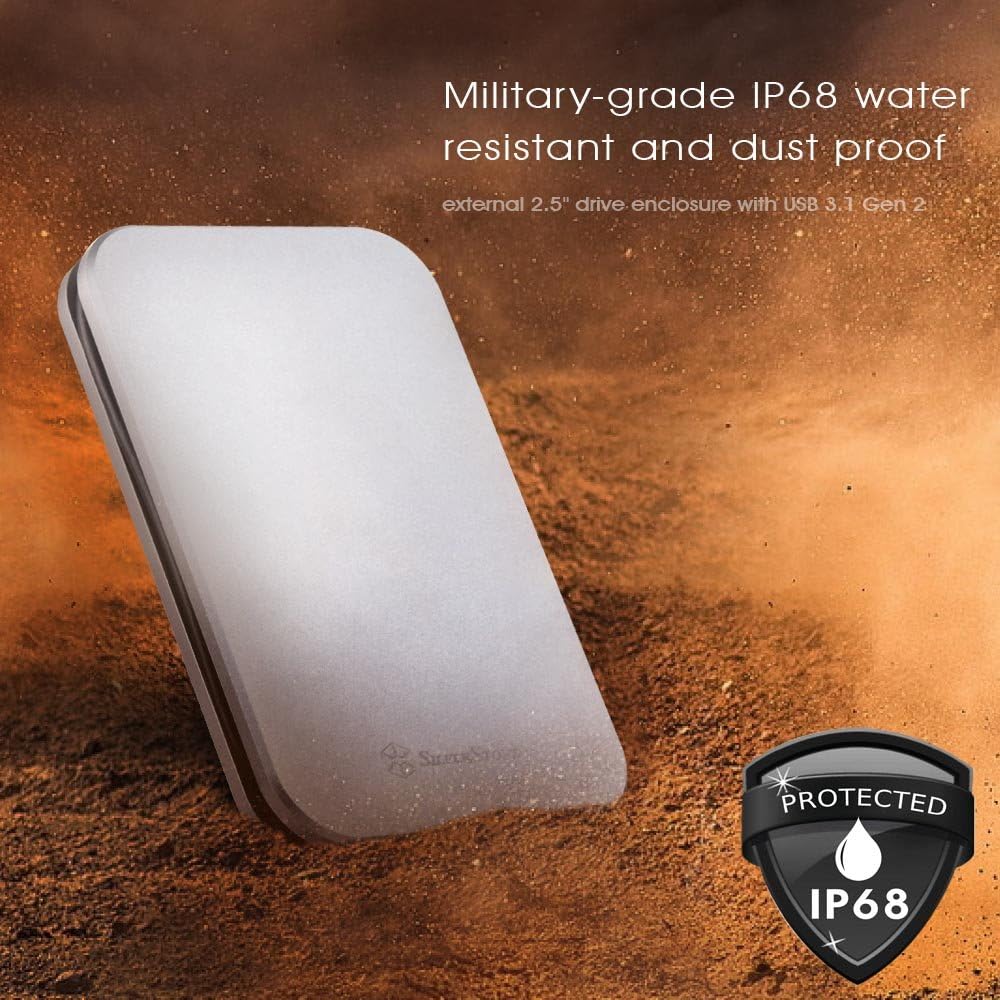 SilverStone Technology SST-MMS02C Silverstone IP68 Water Resistant/Dust Resistant 2.5" Drive Enclosure with USB 3.1 Gen 2 USB Type C