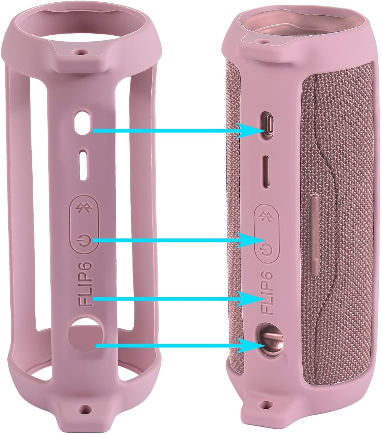 co2CREA Soft Silicone Case Replacement for JBL Flip 6 Portable Bluetooth Speaker (Pink Case) - Image 3