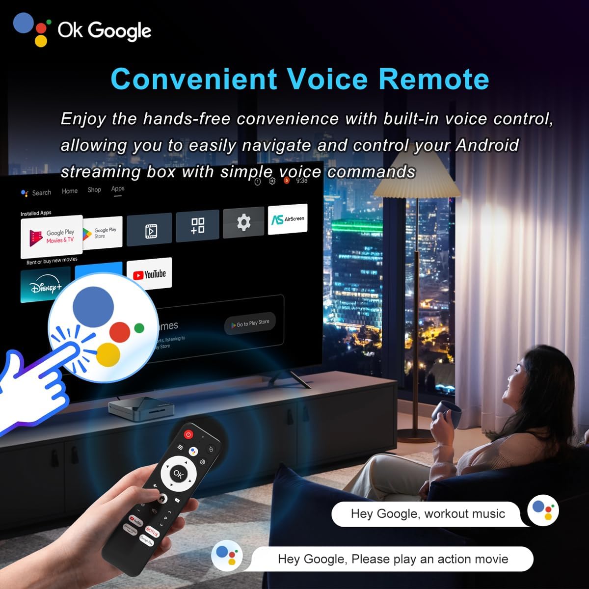 Android 14.0 TV Box 2025, LEFFOT 4K Ultra HD Streaming Device for TV, 2GB RAM + 16GB ROM, Smart TV Box with Google Assistant Voice Remote, HDR10, 2.4G & 5G WiFi 6, BT 5.4, RK3518 Quad Core A53 2GB+16GB image 5 of 8 B0F6TB7S3D