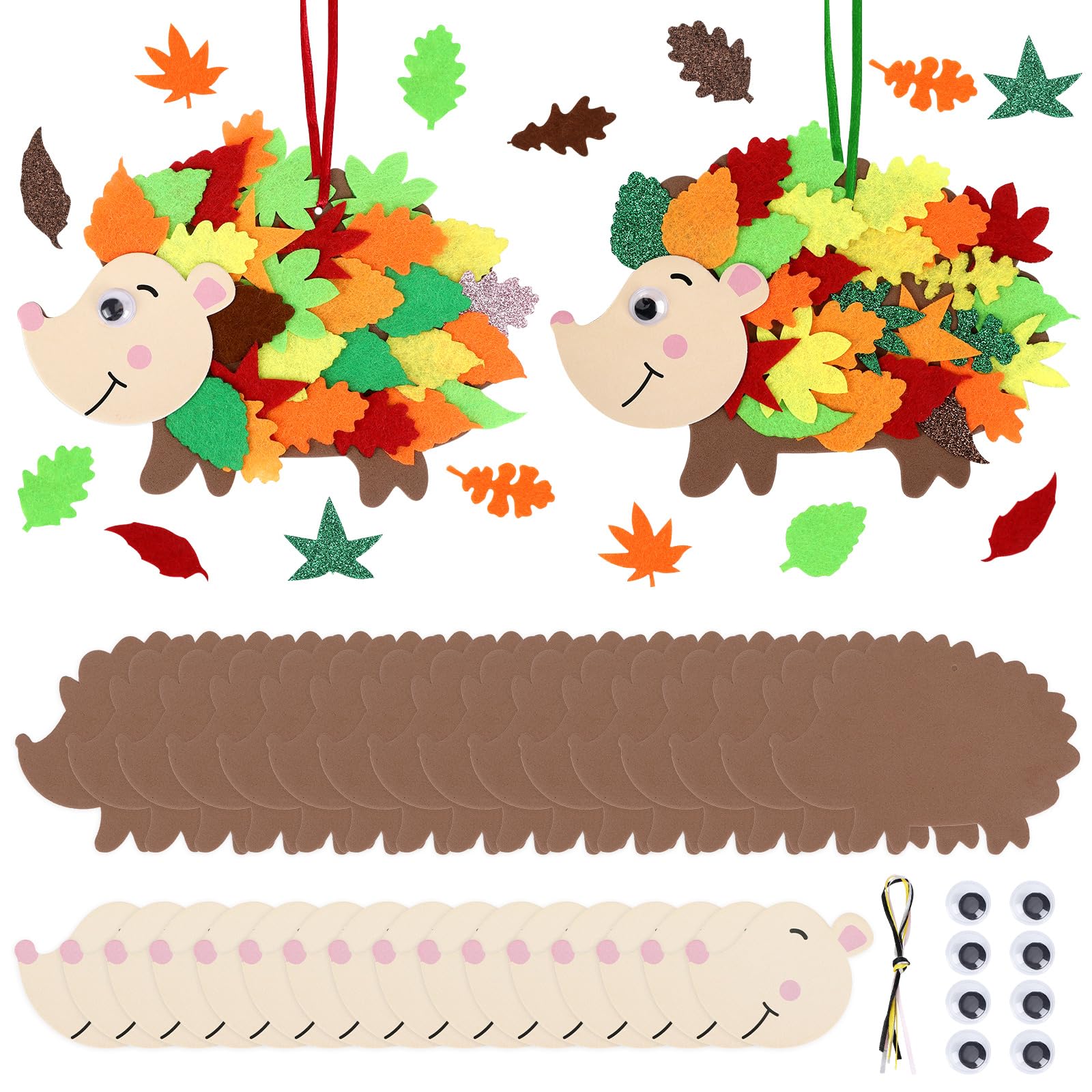 SEPGLITTER 16 Pack Autumn Foam Leaf Hedgehog Art Craft Kits