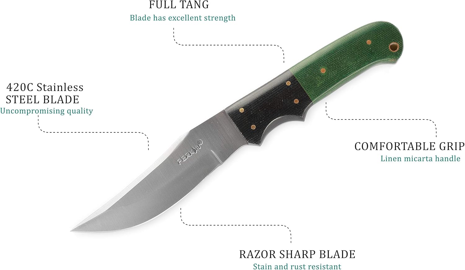 Perkin 5400 Fixed Blade Hunting Knife with Sheath Fix Blade Knife