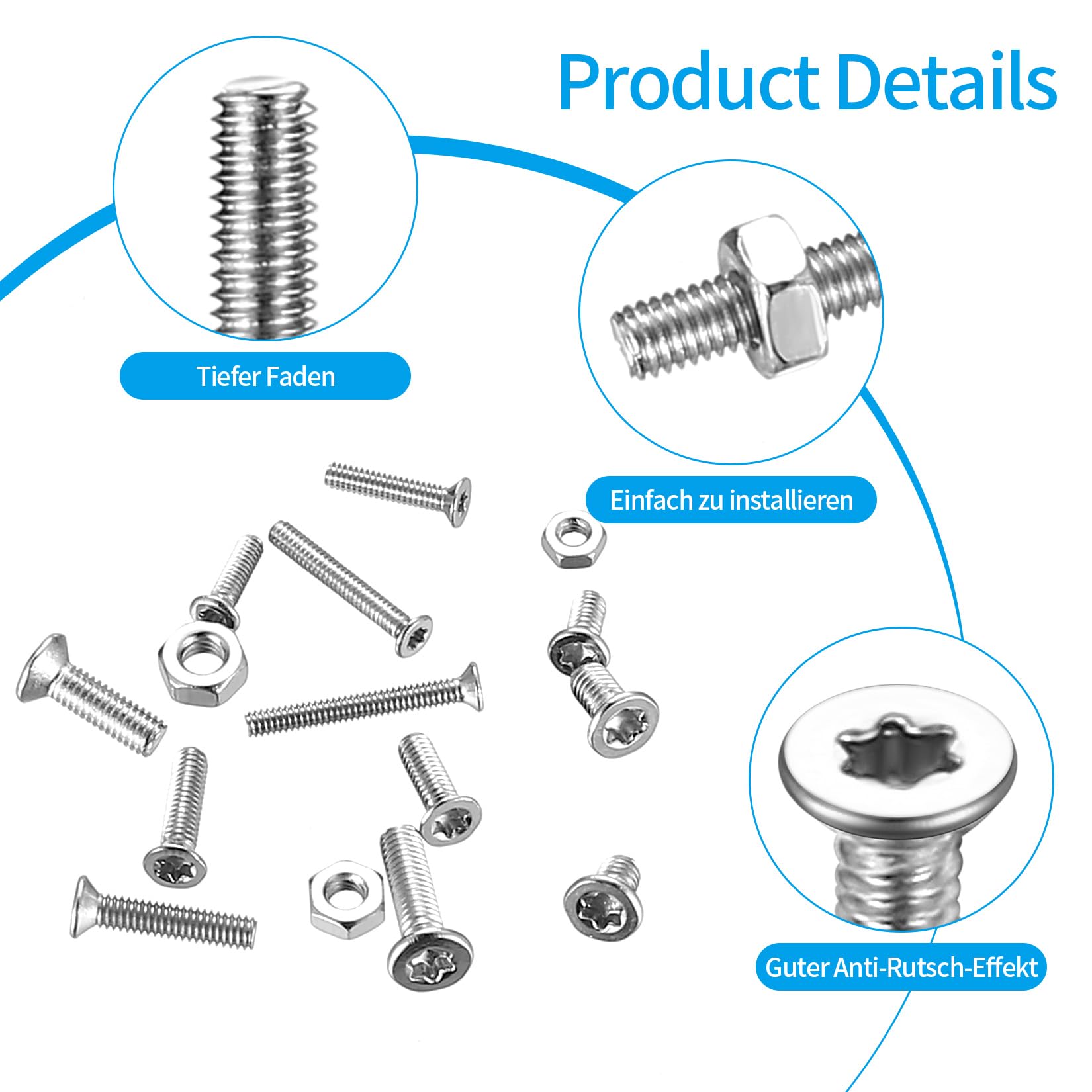 M2 M2.5 M3 Bolts and Nuts Set, 880 Pcs Metric Torx Drive Countersunk Head Screws Bolts Set, Nuts and Bolts Set - Image 3