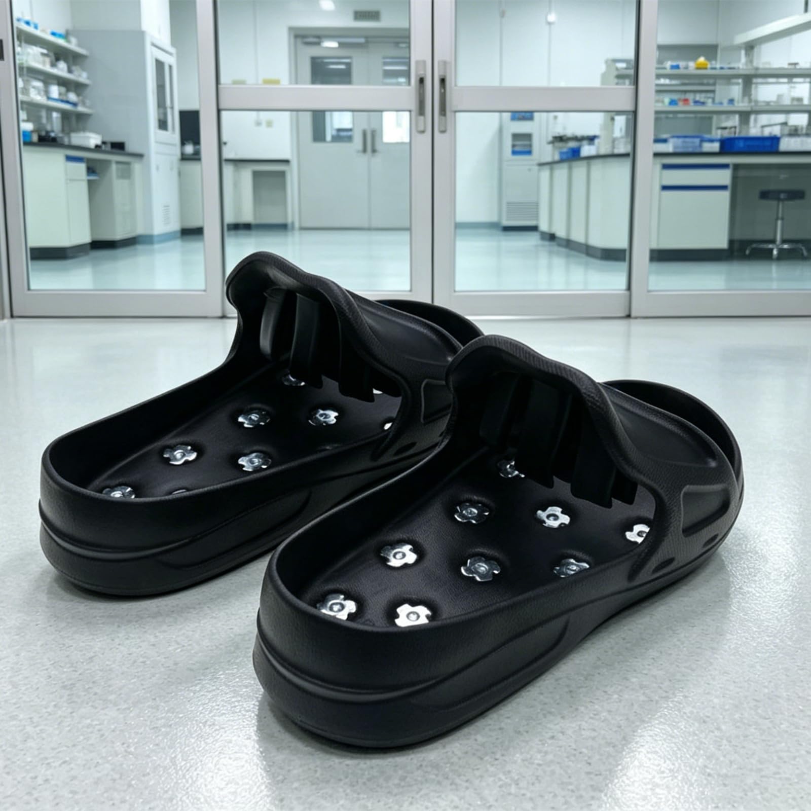 Zapatos de trabajo de nivelación para revestimiento de piso epoxi, cubrezapatos de EVA sin cordones con tracción de tacos de metal para contratistas, revestimiento diario de garaje, accesorio de