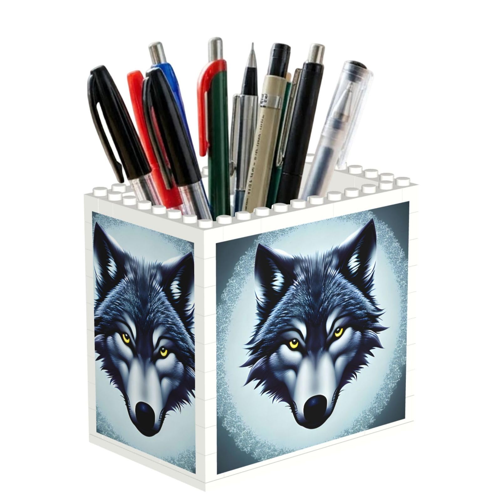 SXZVVBN Fierce wolf head Building Block Desk Tidy ABS Organiser