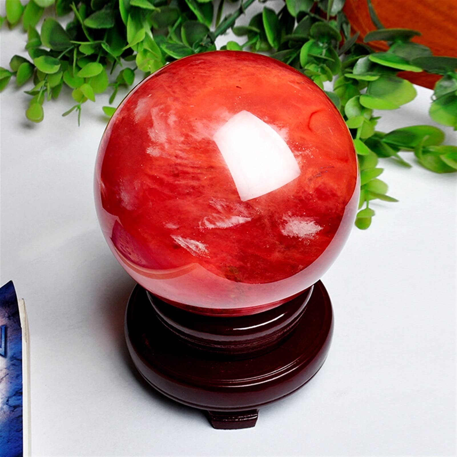 bola de cristal (en la magia occidental) Adornos de la bola de cristal rojo Rojo Sala de estar Oficina Decoración del hogar Decoración de la apertura Regalo de la abertura Bola de cristal rojo bola de