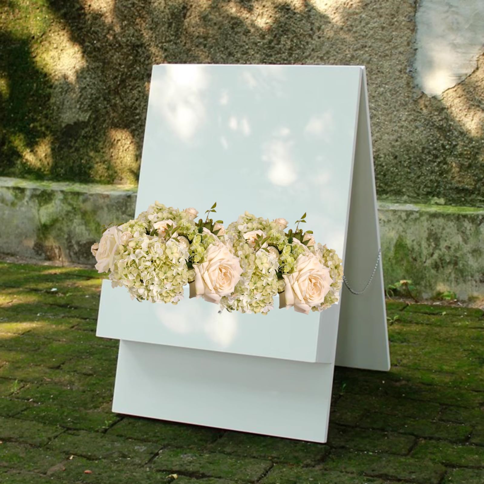 Cartel de bienvenida en blanco para eventos, plegable, independiente, para boda, entrada, caja floral, para recepción de boda, despedida de soltera, fiesta