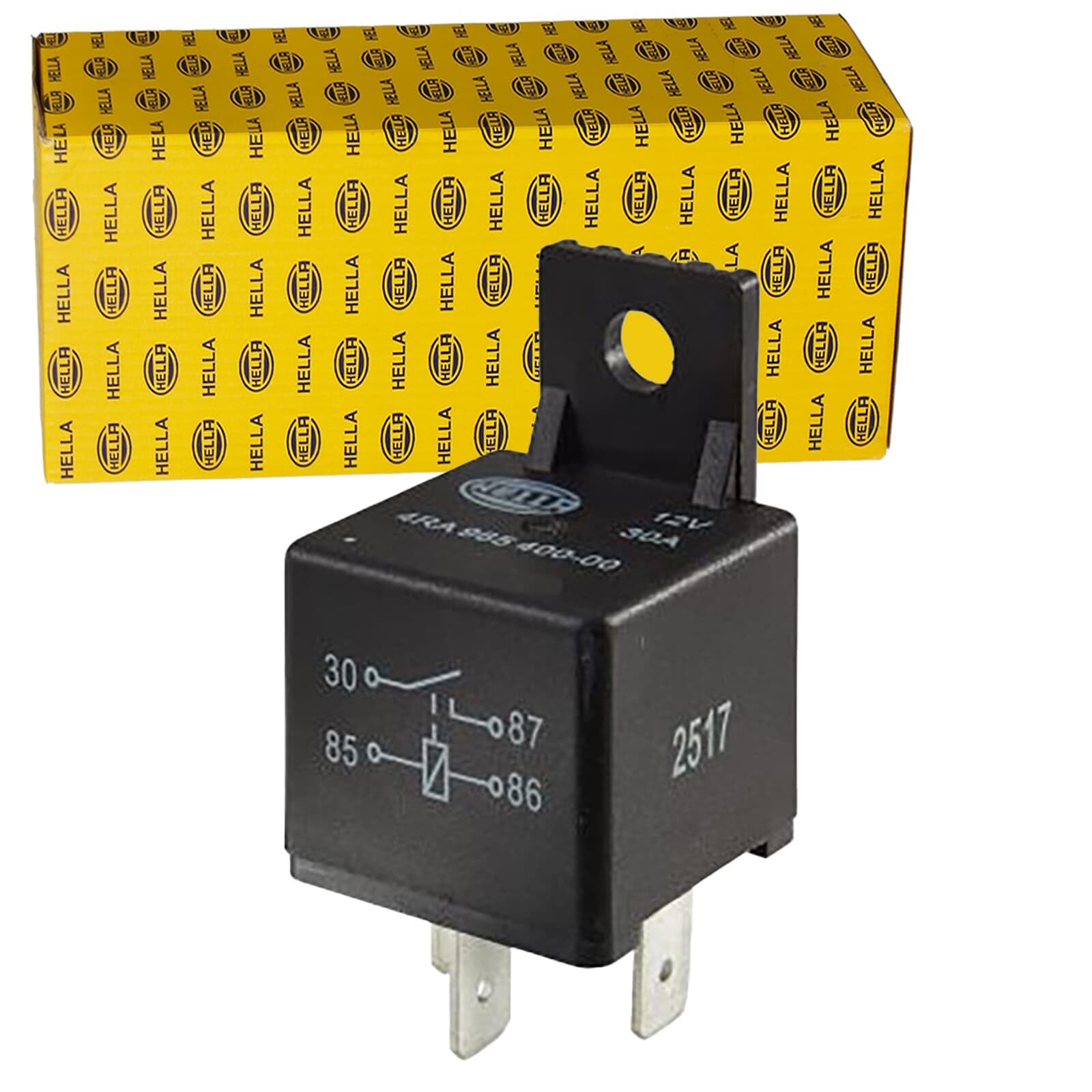 HELLA 4RA 965 400-001 Relay 12V 30A SPST BKT Black