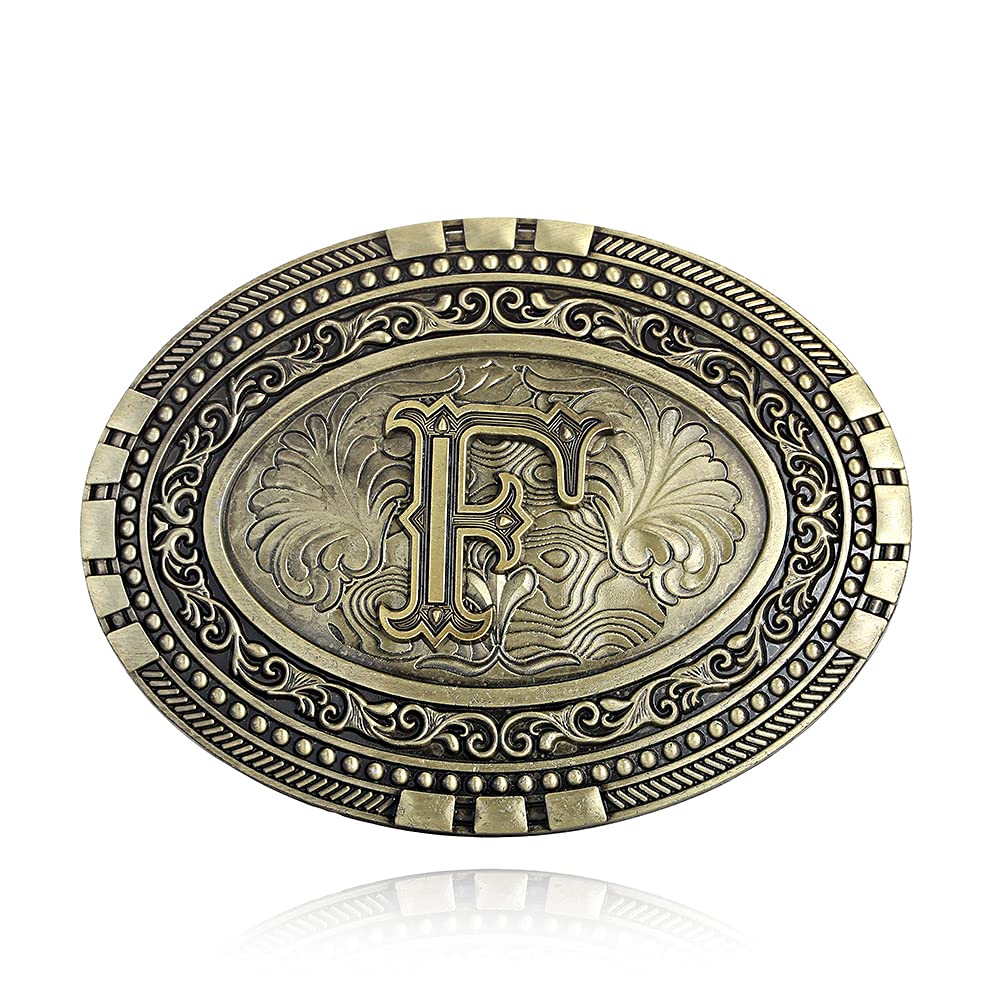 KDG Mens Western Belt Buckle - Initial Cowboy Letter Oval Belt Buckles for Women, F, One size