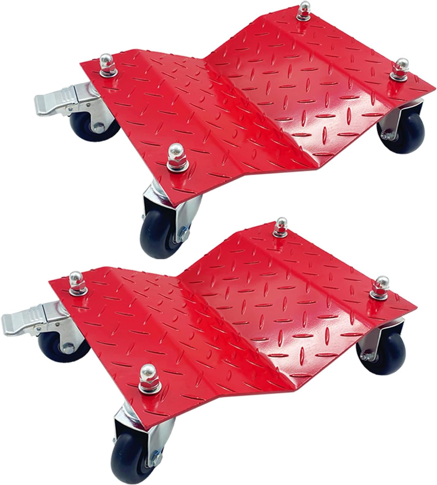 Set of 2 Car Tire Wheel Dolly Furniture Lifters - Heavy Duty Under Vehicle Tire Skates Motorcycle Jack and Moving Dollies with Wheels 3000lbs Capacity Black (Red, 2 Dollies)