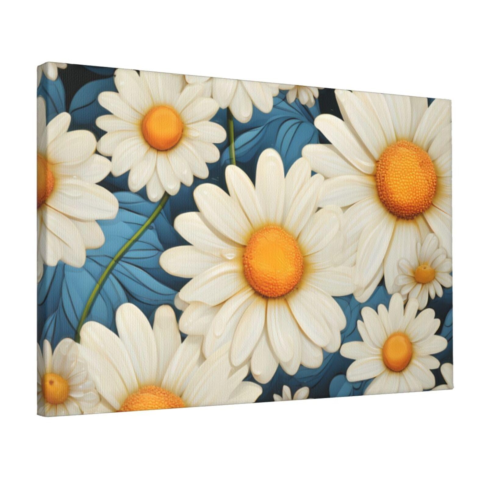 Canvas Wall Art for Living Room Wall Decor 12"x18" Modern Artwork Painting Pictures Hanging Canvas Prints Daisy Aesthetic Wall Art for Bedroom Bathroom Office Wallart Decor
