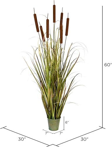 Miniatura 2 de Vickerman Everyday - Hierba verde artificial de 60 pulgadas con maceta de hierro, decoración de plantas de césped sintético, acento de vegetación