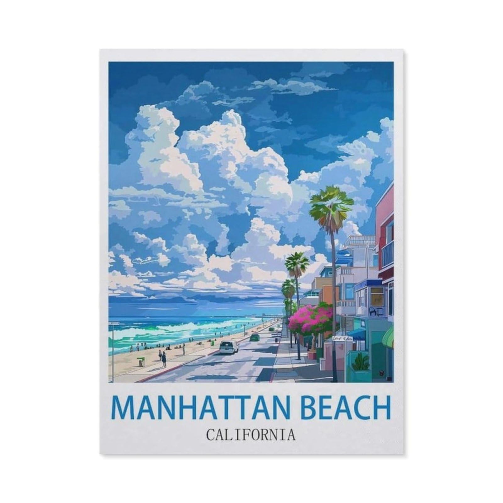 Beayodkp （40 X 50 Cm/15.74 X 19.68 Inches） Manhattan Beach California，Diamond Art Kits For Adults And Kids, Full Drill Round Rhinestone Paint With Diamonds-Ci89