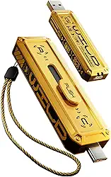 MOVE SPEED SSD externo de 2 TB 1000 MB/s, velocidade de leitura e gravação, pen drive USB 3.2 Gen2 + USB C com duas portas, design push-pull de 3 estágios SSD portátil, pen drive para iPhone 15/16