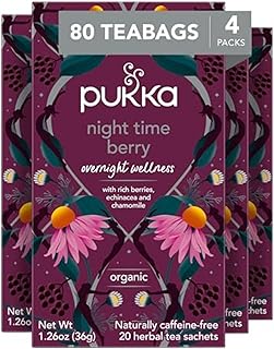 Pukka Herbs Night Time Berry Organic Herbal Tea, Soothing Infusion With Chamomile, Lavender & Elderberry, Tea Gift Set For...