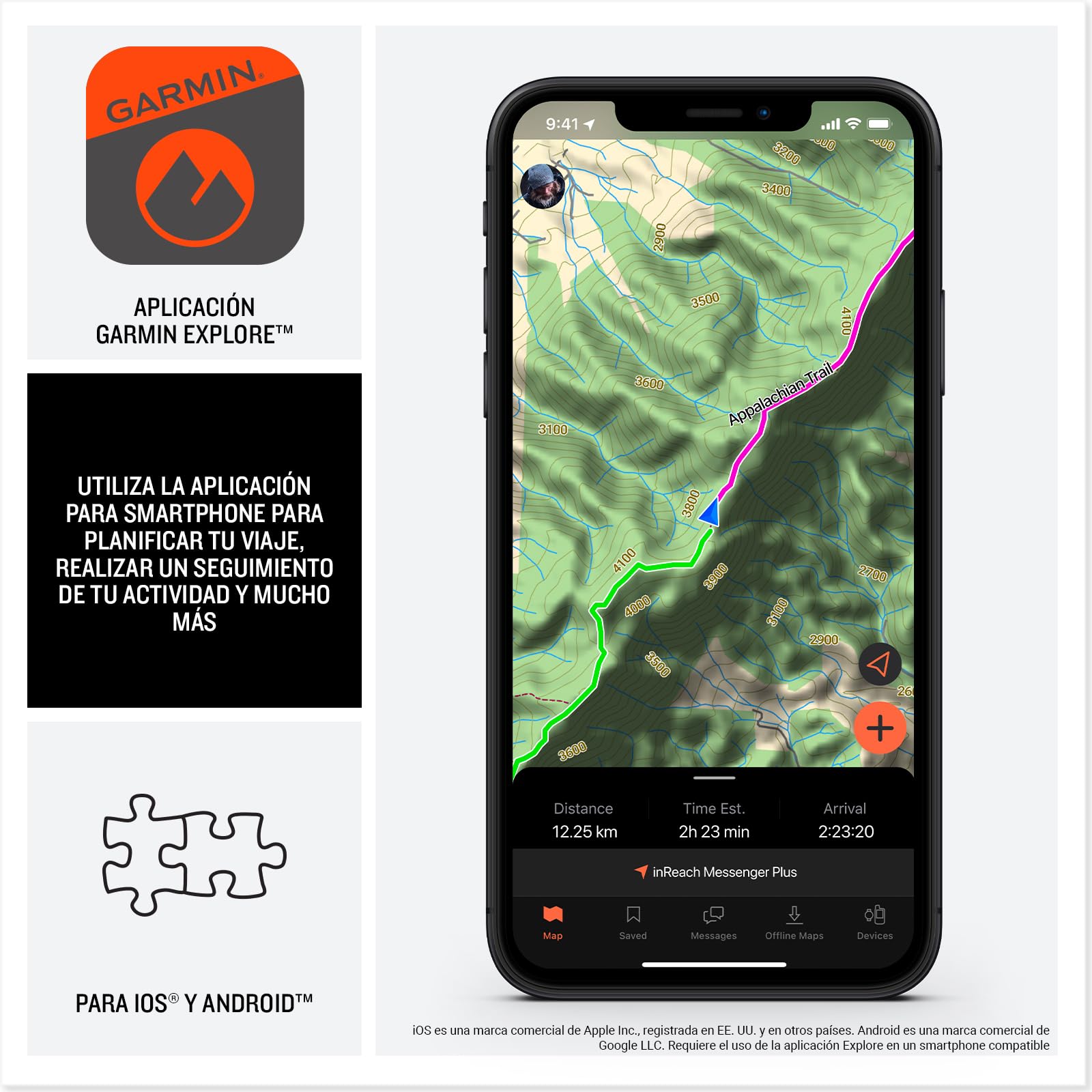 Garmin inReach Messenger Plus, GPS portátil Compacto con mensajería Multimedia bidireccional, Disparador SOS dedicado, mapas mejorados, navegación y Datos de ubicación precisos por satélite