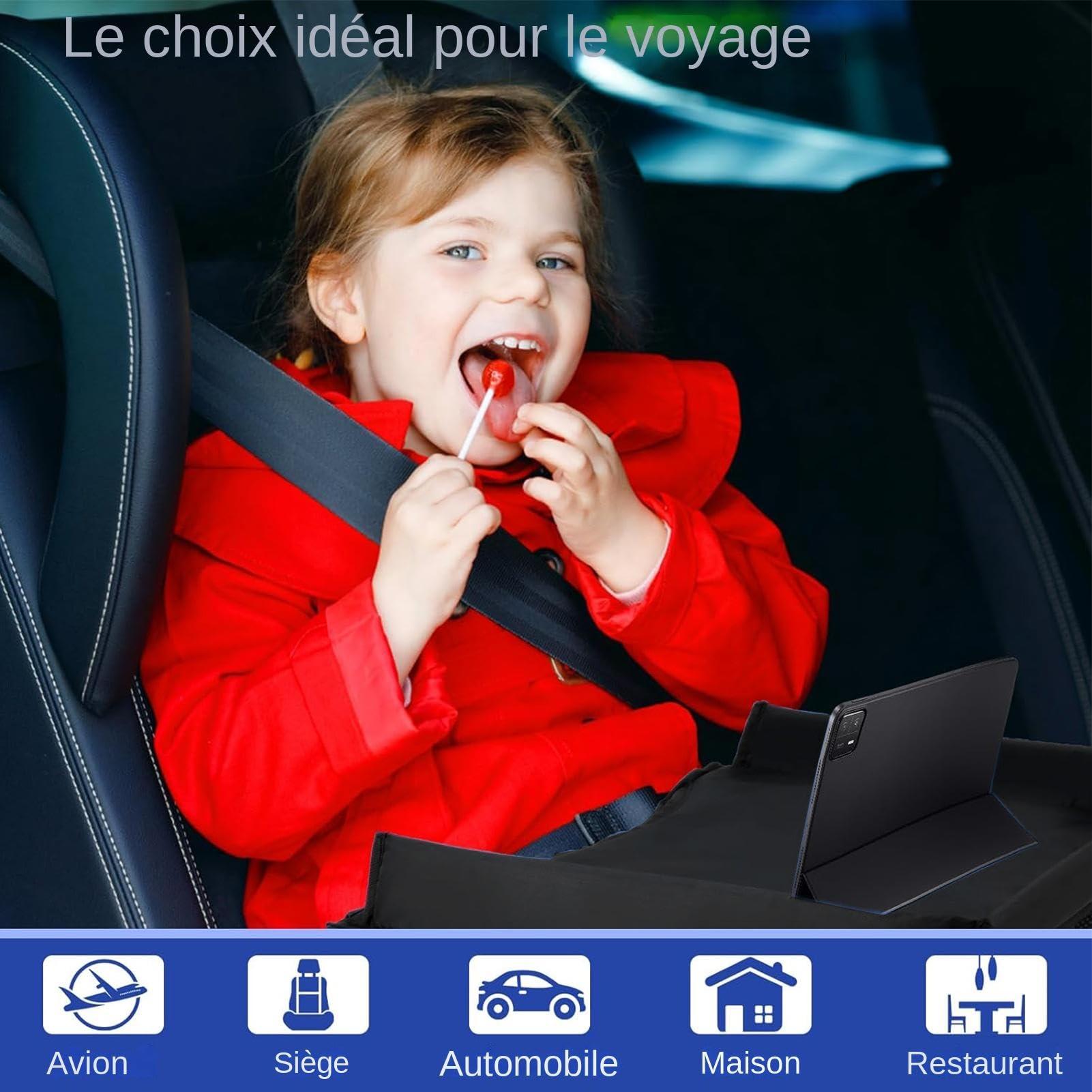 Plateau de Voyage pour Enfant | Plateau de Voyage Enfant | Voiture S'appuyant | voyage pour siège voiture | Bureau d'activité pliable siège d'auto | Sangle réglable et table
