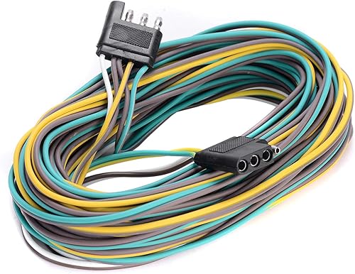 EXERAUO Kit de arnés de cableado para remolque, conector de cableado de remolque plano de 4 pines de 4 cables, kit de luces de remolque Wishbond de