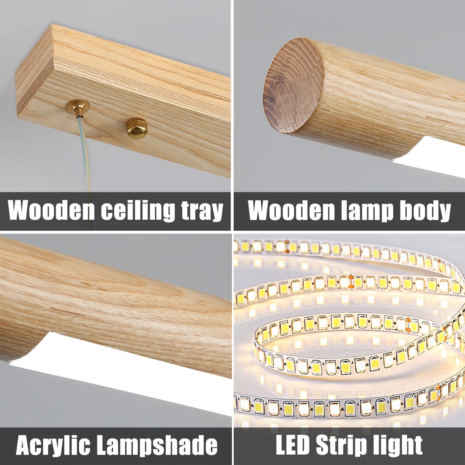 Mikeru 100cm Ash Wood Round Pendant Light - Image 3