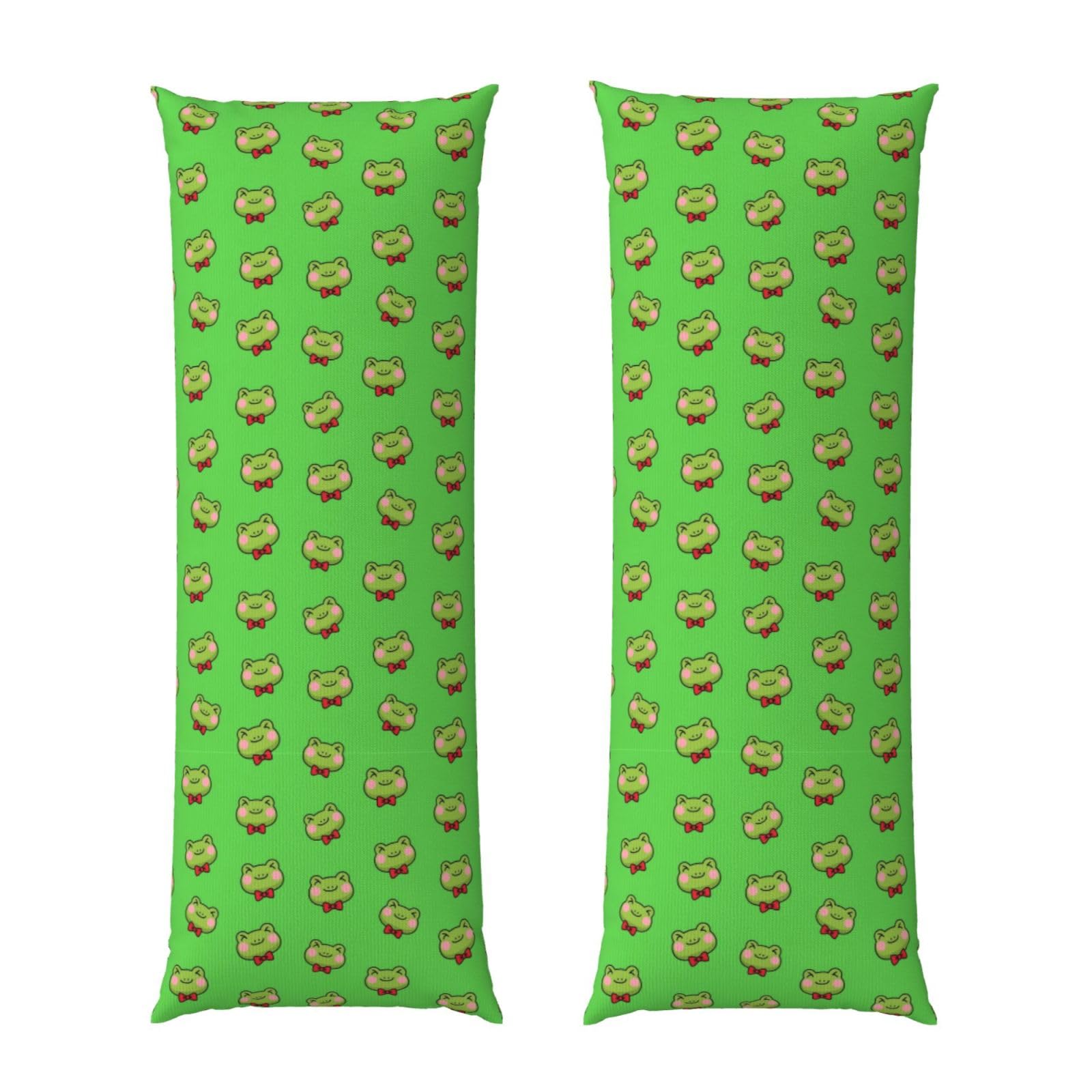 Body Pillow Cover 20x54 Inch, Cute Green Frogs, Silky Soft Long Pillowcase with Hidden Zipper, Wrinkle Resistant Cushion Case for Couch Bed Home