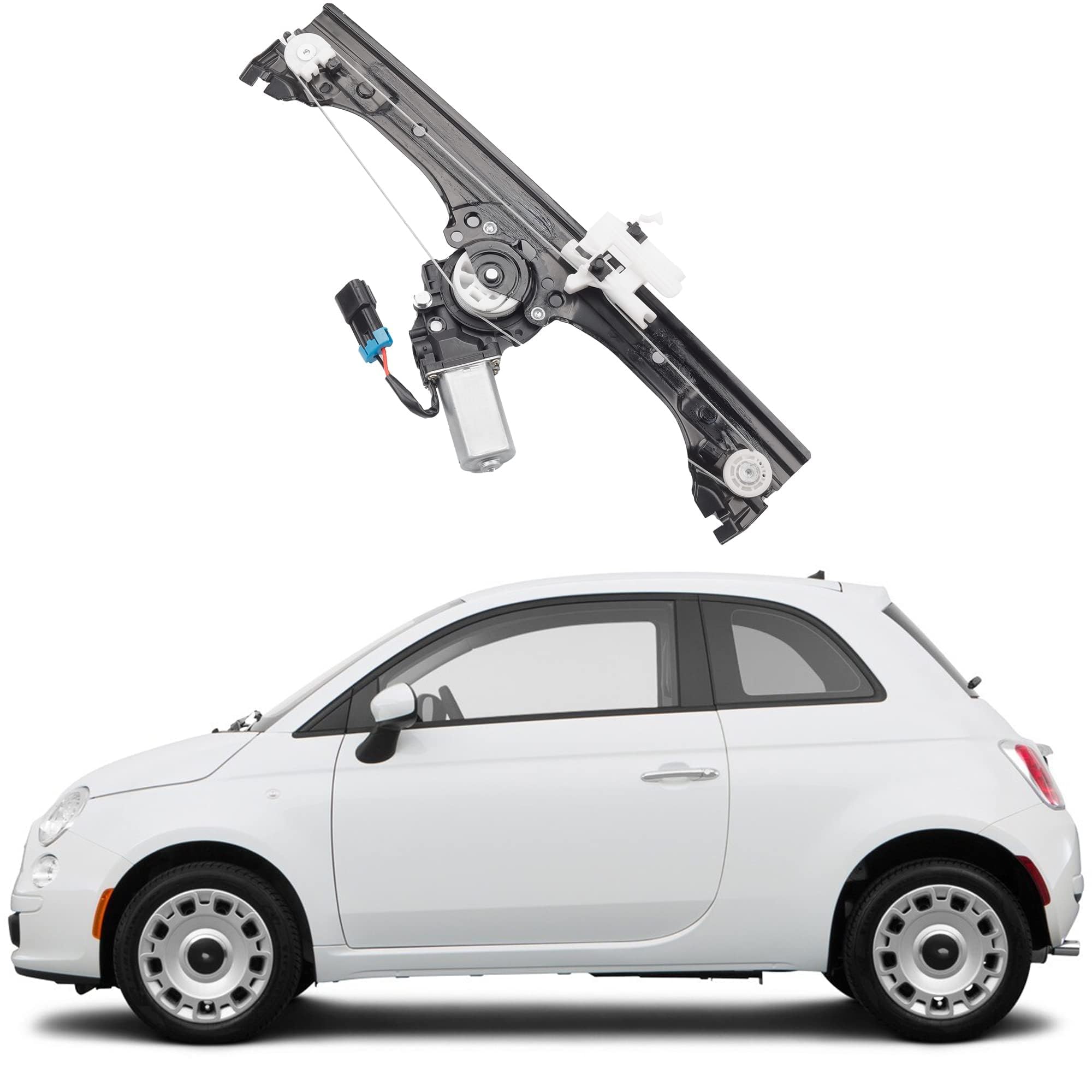 Dasbecan Front Right Window Regulator Compatible with Fiat 500 w/Motor