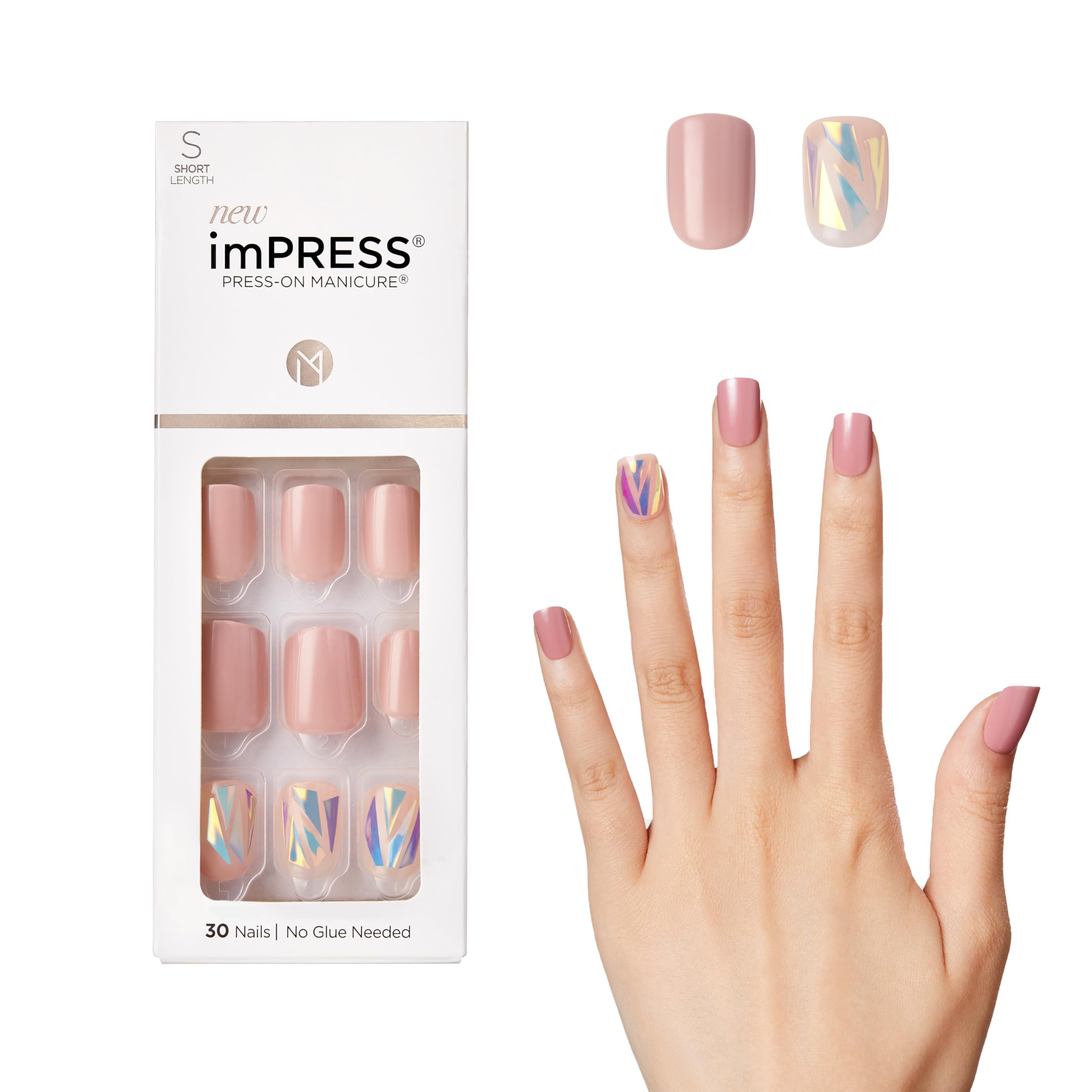 KISS imPRESS Nails, Miracle, KIM014C, pink, nude, silver, gold