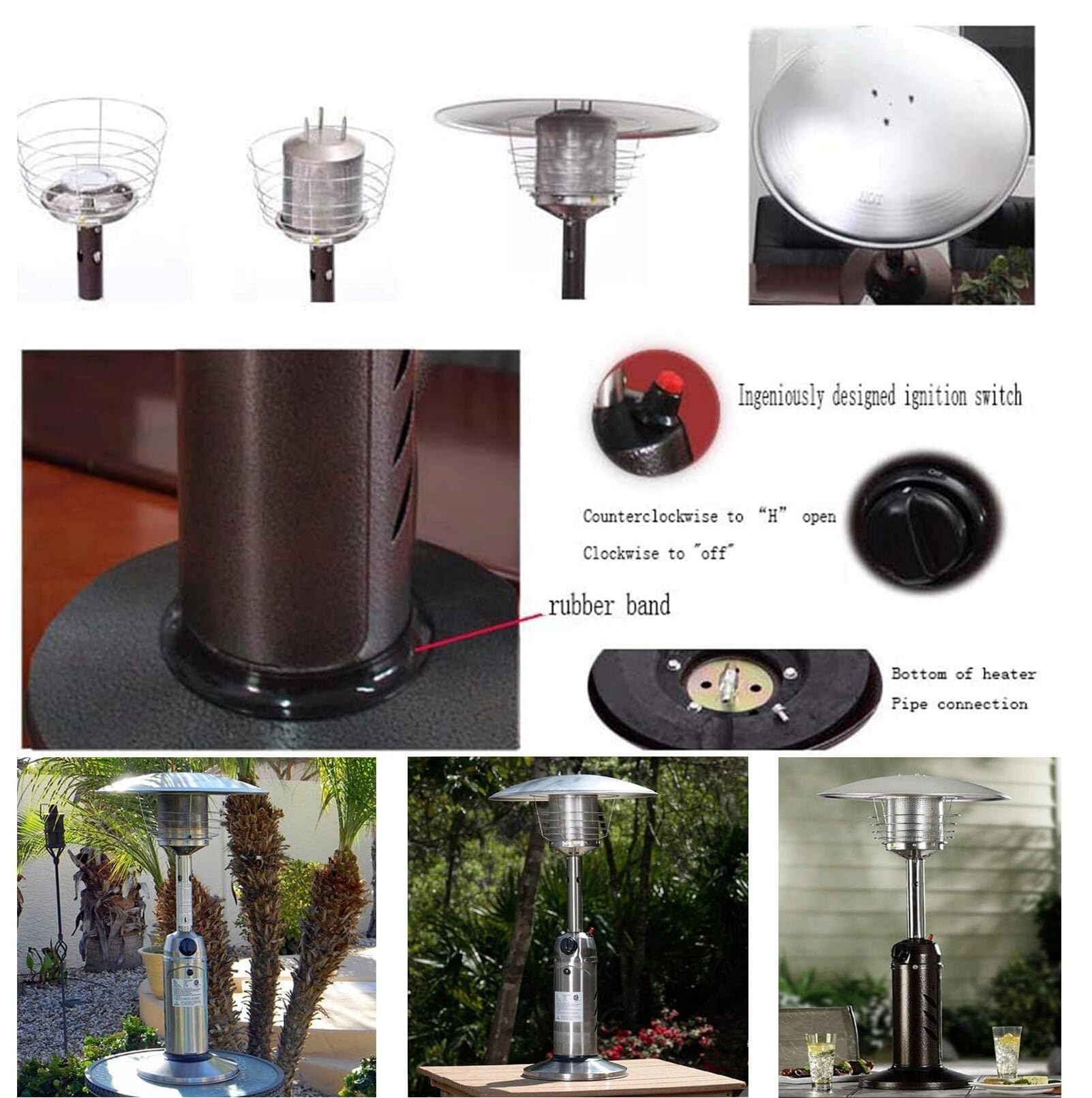 Przenośny podgrzewacz gazowy Patio Outdoor Palnik ze stali nierdzewnej Niskoenergetyczny propan/butan do altany ogrodowej kempingowej