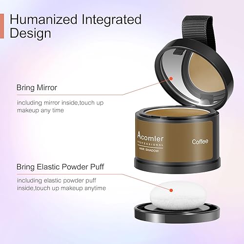 Miniatura 3 de Acomler Polvo de sombra para cubrir instantáneamente la línea del cabello para cabello delgado, cabello gris, cejas, líneas de barba y puntos calvos