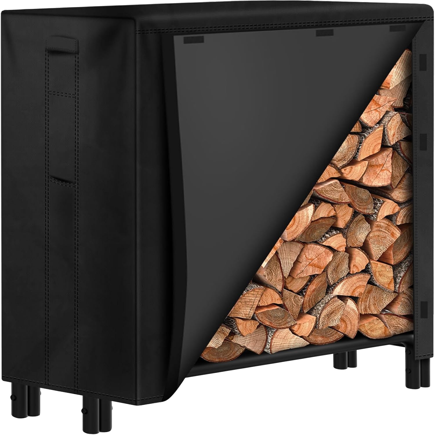 Amagabeli 121cmx105cmx30,48cm Estante de leña de Largo Estante de Registro de Chimenea Soporte de leña para leña al Aire Libre Tarea Pesada Bastidor de leña Titular de leña Apilador de Madera