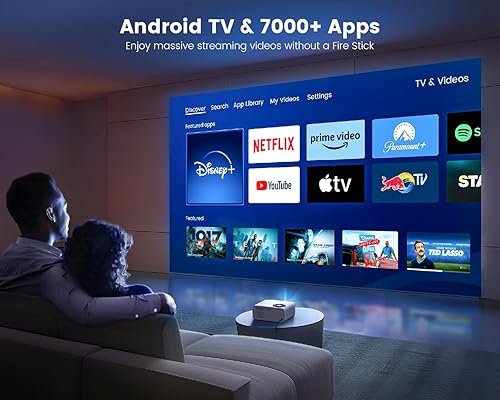 Miniatura 6 de Enfoque eléctrico y TV AndroidProyector 4K con WiFi y Bluetooth, WiMiUS Full HD 1080P 500ANSI Proyector de cine en casa 4K +, 4PAuto Vertical