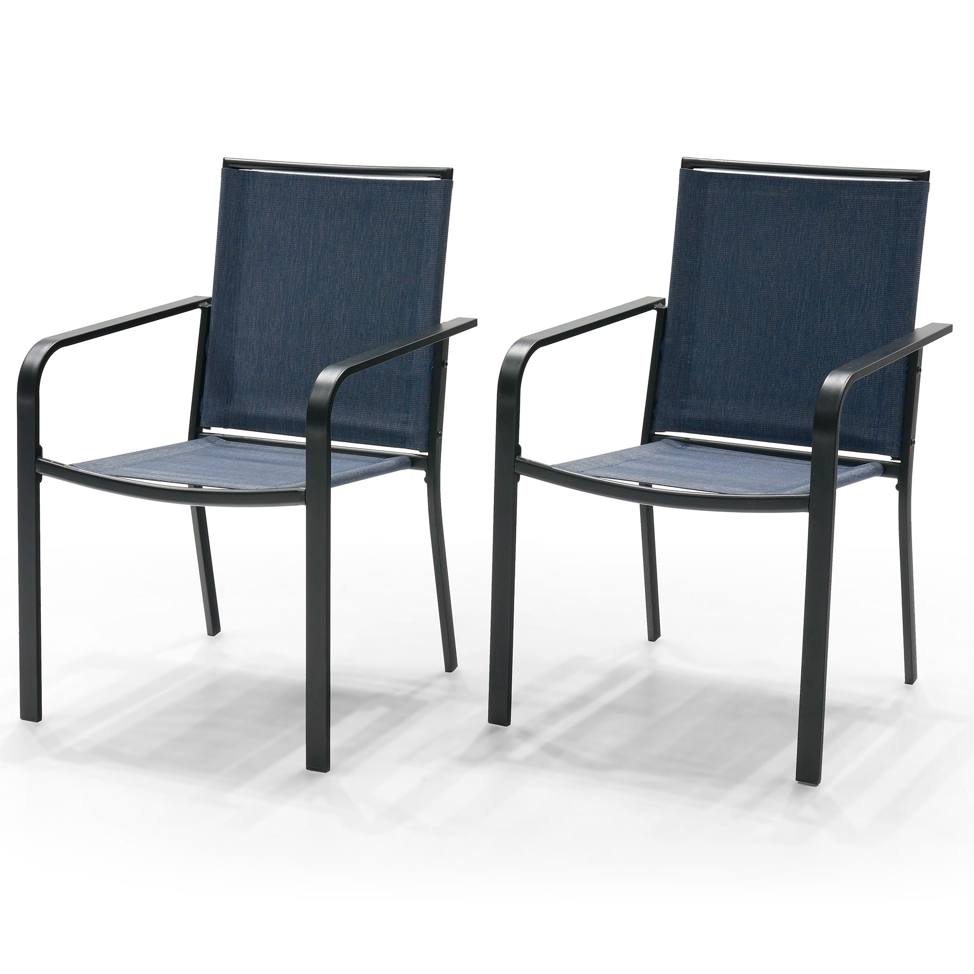 Anmutig Outdoor Stackable Patio Chairs Set of 2 Dining Chairs with All Weather Frame, Navy