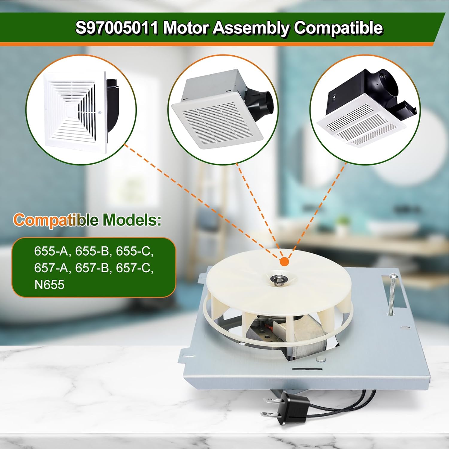 New Upgraded S97005011/97005011 Fan Assembly for Models 655-A 655-B 655-C 657-A 657-B 657-C N655- Quiet Operation, Powerful Airflow - Reliable Replacement Part