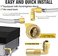 Vista 4 de Manguera de conexión rápida de propano de 12 pies para RV a parrilla de gas, manguera de propano de conexión rápida con válvula de cierre