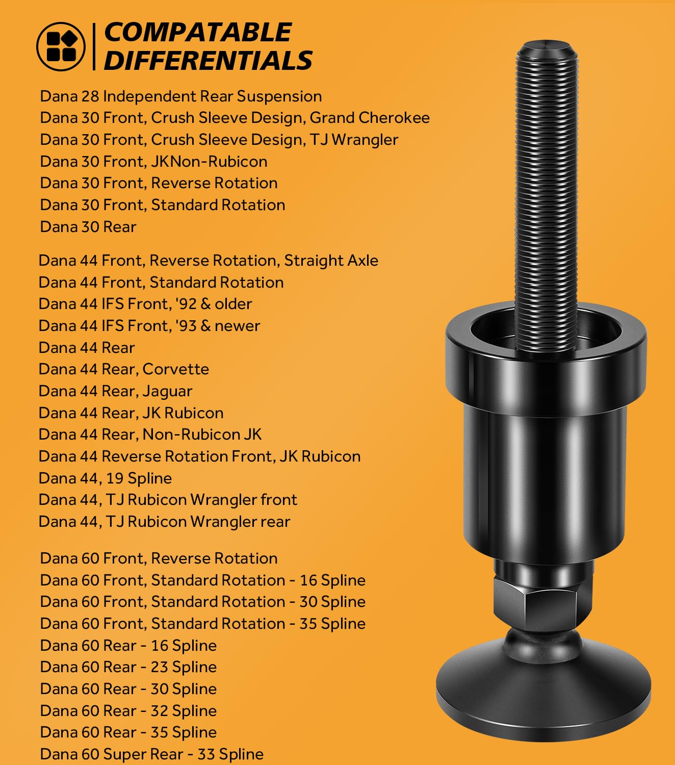 Yoursme Herramienta de instalación de sello lateral del eje interior para diferenciales delanteros Dana 30/44/60