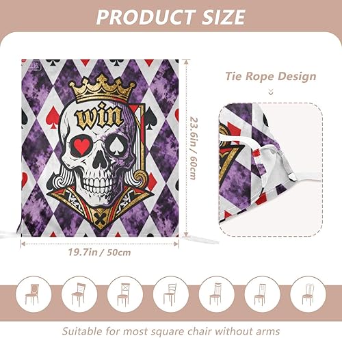 Miniatura 2 de Poker Skull King Winner Covers for Chairs Washable for Dining Room Set of 2 decoración High Back Chair Covers cubre sillas para comedor