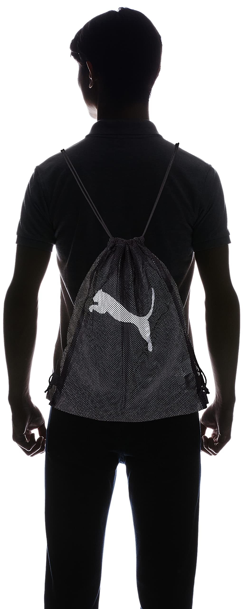 PUMA Unisex-Erwachsene Turnbeutel, Schwarz, 39.1 x 39.1 x 47.0 cm, 16L, Netzmaterial, Kordelzug-Verschluss, 23 Spring Summer Color Puma Black/Puma White (01)