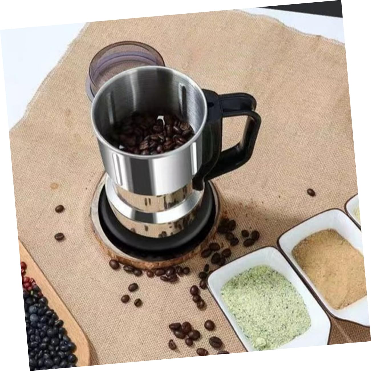 LABRIMP Molinillo de Café Eléctrico Portátil para Hogar, Plata | Acero Inoxidable, Molienda Fina, Uso en Casa o Actividades al Aire Libre